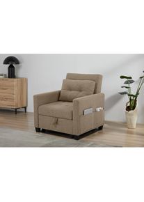 OTTO home, Sessel &raquo;TYLLI, 91 cm, wandelbar zum G&auml;stebett, Schlafliege, klappbar&laquo; verstellbarer R&uuml;ckenlehne, Klappmechanismus, Webstoff, taupe, 