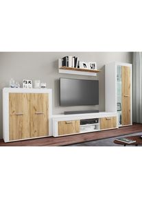 Vcm, Wohnzimmertisch &raquo;Holz TV Lowboard M&ouml;bel Fernsehschrank Usilo XL&laquo;, Wei&szlig; / Honig-Eiche, Wei&szlig; / Honig-Eiche