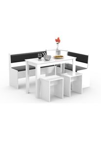 Vcm, Essgruppe &raquo; Eckbankgruppe Sitzgruppe Esszimmergruppe Bank Tisch Hocker Esal Maxi&laquo; Esal, 6 Stk. tlg., Wei&szlig; +, Obermaterial: 80% sonstige Fasern AF