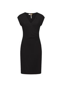 Ragwear, Damen, Etuikleid &raquo;Sommerkleid Crupi&laquo;, Black, N-Gr, XS -N-Gr, Black, Unifarbenes Damen Kurzarm-Kleid in Wickel-Optik