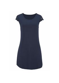 Lascana, Damen, Nachthemd mit Spitzen&auml;rmeln, blau, N-Gr, 32/34 -N-Gr, blau, Elegantes Nachthemd mit eingefasstem Rundhalsausschnitt
