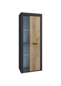 Vcm, Kommode &raquo; Holz Kommode Sideboard mit Dreht&uuml;ren Highboard mit einer Glast&uuml;r Ma&szlig;e ca. H. 159 x B. 60 x T. 35 cm - Usilo&laquo; Usilo, Anthrazit / Honig-