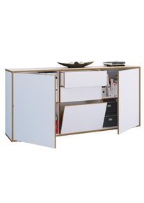 Vcm, Kommode &raquo; Holz Kommode Sideboard mit Dreht&uuml;ren, Schubladen und einer Klappe B&uuml;rom&ouml;bel Ma&szlig;e ca. H. 74 x B. 160 x T. 33cm - Salia&laquo; Salia, Wei&szlig;, B/H