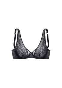 Vivance, B&uuml;gel-BH &raquo;Madita&laquo; im High-Apex-Design aus Spitze mit &bdquo;LOVE&ldquo;-Schriftzug, sexy Dessous, schwarz, Cup C, 75 -Cup C, B&uuml;gel-BH