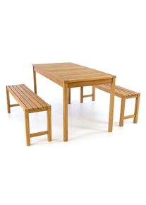 Vcm, Garten-Essgruppe &raquo;3-tlg. Sitzgruppe Garten Tisch Bank Holz Teak&laquo; 3 tlg. tlg., Braun +, Obermaterial: 100% Holz Wood., B/H/T: 69 cm, Braun +