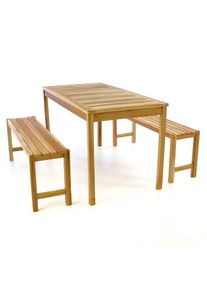 Vcm, Garten-Essgruppe &raquo;3-tlg. Sitzgruppe Garten Tisch Bank Holz Teak&laquo; 3 tlg. tlg., Braun +, Obermaterial: 100% Holz Wood., B/H/T: 69 cm, Braun +
