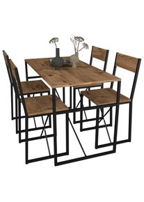 Vcm, Essgruppe &raquo; 5-tlg. Holz Metall Essgruppe K&uuml;chentisch Esstisch Set Tischgruppe Tisch St&uuml;hle Insasi L&laquo; Insasi, 5 Stk. tlg., Honig-Eiche +, 