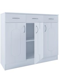 Vcm, Kommode &raquo; Holz Kommode Sideboard mit Dreht&uuml;ren und Schubladen Ma&szlig;e ca. H. 89 x B. 105 x T. 36 cm - Balia&laquo; Balia, Wei&szlig;, B/H/T: 105 cm x 89 cm x 36