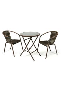 Vcm, Garten-Essgruppe &raquo;3-tlg. Bistroset Balkon Stuhl Tisch Set Braun&laquo;, Braun +, Obermaterial: 100% Metall MT., Braun +