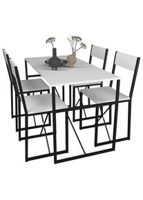 Vcm, Essgruppe &raquo; 5-tlg. Holz Metall Essgruppe K&uuml;chentisch Esstisch Set Tischgruppe Tisch St&uuml;hle Insasi L&laquo; Insasi, 5 Stk. tlg., Wei&szlig; +, Obermaterial: 