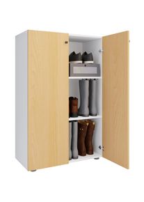 Vcm, Schuhschrank &raquo; XL Holz Gro&szlig;er Schuhschrank Schuhregal Gro&szlig; Stiefel Dielenm&ouml;bel Lona 3 F&auml;cher&laquo; 1 Stk. tlg., Wei&szlig; / Buche, Obermaterial: 100% Holz 