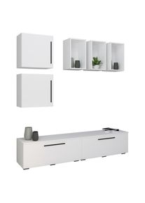 Vcm, TV-Board &raquo; TV M&ouml;bel Wohnwand mit ausreichend Stauraum Anbauwand Ma&szlig;e H. 200 x B. 190 x T. 40 cm Fernseh M&ouml;bel &iquest; Arila L&laquo; Arila, Wei&szlig;, B/H/T: 190 