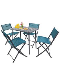 Vcm, Garten-Essgruppe &raquo; 5-tlg Gartenm&ouml;bel Set Sitzgruppe Essgruppe 1xTisch, 4x Klappst&uuml;hle Tisch Ma&szlig;e ca. H. 72 x B. 80 x T. 55 cm Garten Set &iquest; Sumila