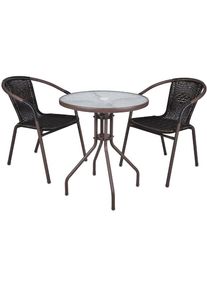 Vcm, Garten-Essgruppe &raquo;3-tlg. Bistroset Balkon Stuhl Tisch Set Braun&laquo;, Braun +, Obermaterial: 100% Kunststoff plastic., Braun +