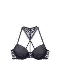 Vivance, Push-up-BH mit Spitze in Leo-Optik mit Neckholder-Tr&auml;ger, Dessous, schwarz, Cup A, 85 -Cup A, Push-up-BH
