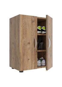 Vcm, Schuhschrank &raquo; Holz Schuhschrank Ma&szlig;e: H. 74 x B. 49 x T. 30 cm Allzweckschrank 3 F&auml;cher 2 Dreht&uuml;ren - Ulas&laquo; 1 Stk. tlg., Honig-Eiche, 
