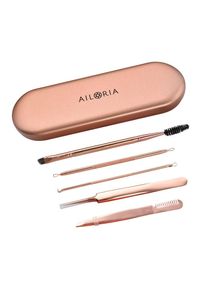 AILORIA, Damen, Mitesserentferner &raquo;Mitesserentferner- & Augenbrauen-Set PURE PRO&laquo;, ros&eacute;gold, ros&eacute;gold, F&uuml;nf verschiedene Werkzeuge in verschiedenen 