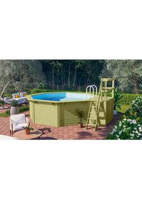 Karibu, Achteckpool &raquo;Rimini 1X mit Sonnendeck&laquo; BxLxH: 480x400x121cm, braun, &Oslash;/B/H/L: Breite 480 cm x H&ouml;he 121 cm x L&auml;nge 400 cm, braun