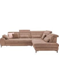 set one by Musterring, Ecksofa Kaltschaumpolsterung, Flachgewebe, whlw. mit Funktionen, Sitzh&ouml;he 49, Famosa siena, 100% Polyester, B/H/T: 317 cm x 86 