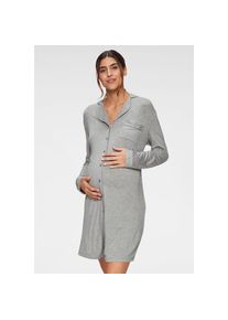 Lascana, Damen, Umstandsnachthemd Brusttasche mit Knopfleiste und Raffung an der Seitennaht, grau, N-Gr, 32/34 -N-Gr, grau, Umstandsnachthemd mit 
