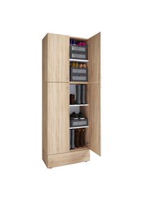 Vcm, Schuhschrank &raquo; Holz-Schuhschrank Ma&szlig;e: H. 200 x B. 70 x T. 39 cm Allzweckschrank 5 F&auml;cher 4 Dreht&uuml;ren extra Schublade&iquest; Lona&laquo; 1 Stk. tlg., Sonoma-