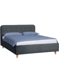 Tom Tailor HOME, Polsterbett &raquo;NORDIC BED&laquo; mit Knopfheftung im Kopfteil, F&uuml;&szlig;e Buche natur, dark grey TSV 39, Samtstoff TSV (100% Polyester), 