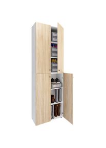 Vcm, Schuhschrank &raquo; XL Holz Gro&szlig;er Schuhschrank Schuhregal Gro&szlig; Stiefel Dielenm&ouml;bel Lona 6 F&auml;cher Dreht&uuml;ren&laquo; 1 Stk. tlg., Wei&szlig; / Sonoma-Eiche, 