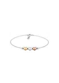 Elli, Damen, Armkette &raquo;Armband Herz Liebe Tri-Color 925 Sterling Silber&laquo;, Silber, Silber, Elegantes Armband aus Sterling Silber, vergoldet