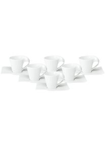 Villeroy & Boch Villeroy & Boch, Tasse &raquo;Espressotassen mit Untertassen NewWave 80 ml 6er Set wei&szlig;&laquo;, wei&szlig;, Porzellan, wei&szlig;