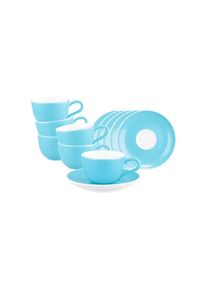 Seltmann Weiden, Tasse &raquo;Espressotasse mit Untertasse Liberty Pure Colors 90 ml 6er Set&laquo;, Lagoon Blue, Porzellan, Lagoon Blue