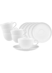 Villeroy & Boch Villeroy & Boch, Tasse &raquo;Kaffeetasse mit Untertasse Anmut 6er Set 12er Set wei&szlig;&laquo;, wei&szlig;, Porzellan, wei&szlig;