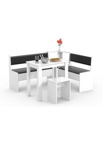 Vcm, Essgruppe &raquo; Eckbankgruppe Sitzgruppe Esszimmergruppe Bank Tisch Hocker Esal Mini&laquo; Esal, 5 Stk. tlg., Wei&szlig; +, Obermaterial: 80% sonstige Fasern AF