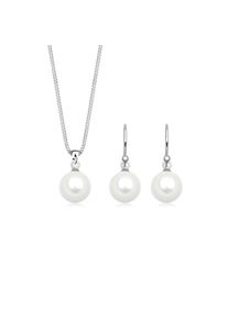 Elli, Damen, Ohrring und Ketten Set &raquo;Schmuckset Muschelkernperle Wei&szlig; 925 Sterling Silber&laquo; (), Silber, Silber, Schmuckset f&uuml;r Damen mit echten 