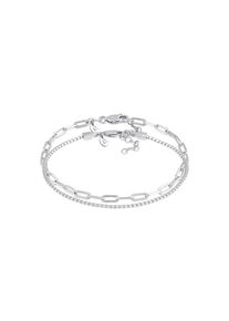 Elli Premium, Damen, Armketten Set &raquo;Armband Glieder Grob Rund Oval Basic (2 tlg.) 925 Silber&laquo;, Silber, Silber, Dezentes Basic Armband-Set f&uuml;r Frauen