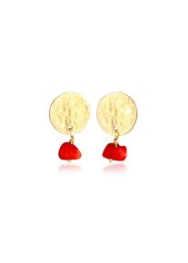 Elli, Damen, Paar Ohrh&auml;nger &raquo;Ohrringe Pl&auml;ttchen Coin Stecker Koralle 925 Silber&laquo;, Gold, Gold, Stylische Ohrringe f&uuml;r Damen