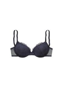 Vivance, Push-up-BH rundherum mit floraler Spitze, Dessous, midnight blue, Cup C, 75 -Cup C, Push-up-BH