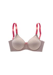 Nuance, Minimizer-BH mit B&uuml;gel aus gemustertem Jacquard und weichem Trikot, sand-cranberry, Cup C, 80 -Cup C, Minimizer-BH