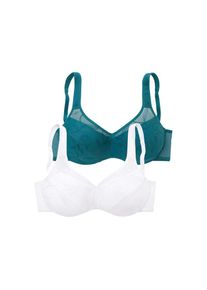 Petite Fleur, Minimizer-BH Packung, 2 St&uuml;ck, mit B&uuml;gel und sch&ouml;ner Stickerei, petrol+wei&szlig;, 75 - Cup C