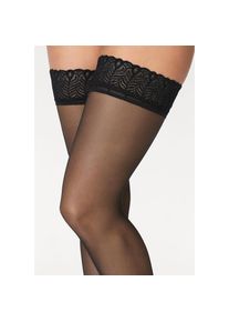 Lascana, Damen, Halterlose Str&uuml;mpfe 20 mit schmaler Spitze, schwarz, 36/38, schwarz, Feiner halterloser Strumpf