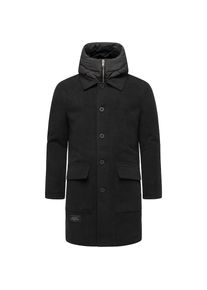 Stone Harbour, Damen, Trenchcoat &raquo;Wollmantel Thiagoo XX&laquo;, Black, L, Black, Winter Kurzmantel in Hemd-Optik mit Kentkragen