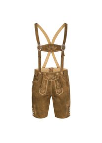 N&uuml;bler N&uuml;bler, Herren, Trachtenlederhose &raquo;Lederhose kurz Bazi&laquo;, Braun, EURO, 54 - EURO, Braun, Reliefstickerein auf Latz und Beinen, Trachtenmode