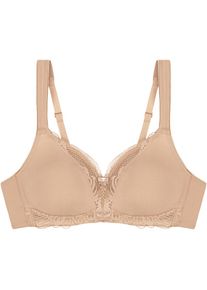 Triumph, Damen, B&uuml;gelloser BH &raquo;Modern Lace+Cotton&laquo; Spitzeneins&auml;tze, starker Halt ohne B&uuml;gel, atmungsaktiv, leicht, NEUTRAL BEIGE, Cup D, 85 - Cup D, 