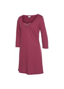 Lascana, Damen, Nachthemd mit Spitzendetail und halblangen &Auml;rmeln, bordeaux, N-Gr, 36/38 -N-Gr, bordeaux, Kurzes Nachtkleid mit halblangen &Auml;rmeln