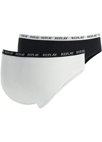 Replay, Damen, Bikinislip &raquo;LADY SLIP Style 1 T/C 2pcs waterfall pack&laquo; Packung, 2er-, mit Logoschriftzug, black, white, S, black, white, Bikinislip 