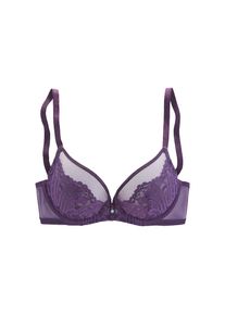 Lascana, B&uuml;gel-BH &raquo;Flora&laquo; mit feiner Spitze und edlem Glitzeraccessoire, sexy Dessous, pflaume, 85 - Cup C