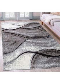 my home, Teppich &raquo;Tritom&laquo; rechteckig 9 mm H&ouml;he mit besonders weichem Flor, Kurzflor, modernes Wellen Muster, grau, Kunstfaser, B : 160 cm 1 Stk. -9 mm