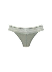 Lascana, Damen, String &raquo;Tiziana&laquo; mit anteilig recycelter Spitze, salbei, 44/46, salbei, Femininer String mit feiner Zierschleife in der vorderen Mitte