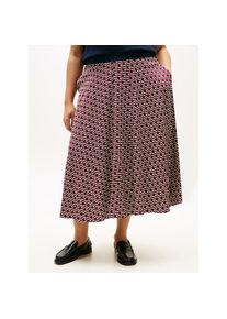 Tommy Hilfiger Curve, Damen, A-Linien-Rock &raquo;CRV VIS TWILL A-LINE MIDI SKIRT&laquo; in gro&szlig;en Gr&ouml;&szlig;en, Logo Print Navy, 48, Logo Print Navy, Gemusterter Rock 