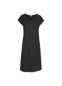 Lascana, Damen, Nachthemd mit Seitenschlitzen, schwarz, N-Gr, 36/38 -N-Gr, schwarz, Elegantes Nachthemd in Midi-L&auml;nge