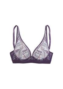 Lascana, B&uuml;gel-BH &raquo;Mirabel, Amira-Kollektion&laquo; mit Blumenstickerei auf transparentem Mesh, transparente Unterw&auml;sche, pflaume-bunt, 75 - Cup E